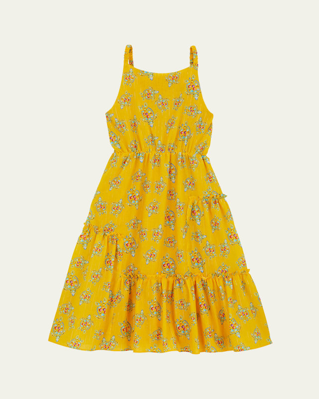 Girl's Jeweled Turtle-Print Dress, Size 4-14